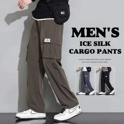 Men's 4 way Lycra Ice Silk Cargo Pants (Pack of 2)