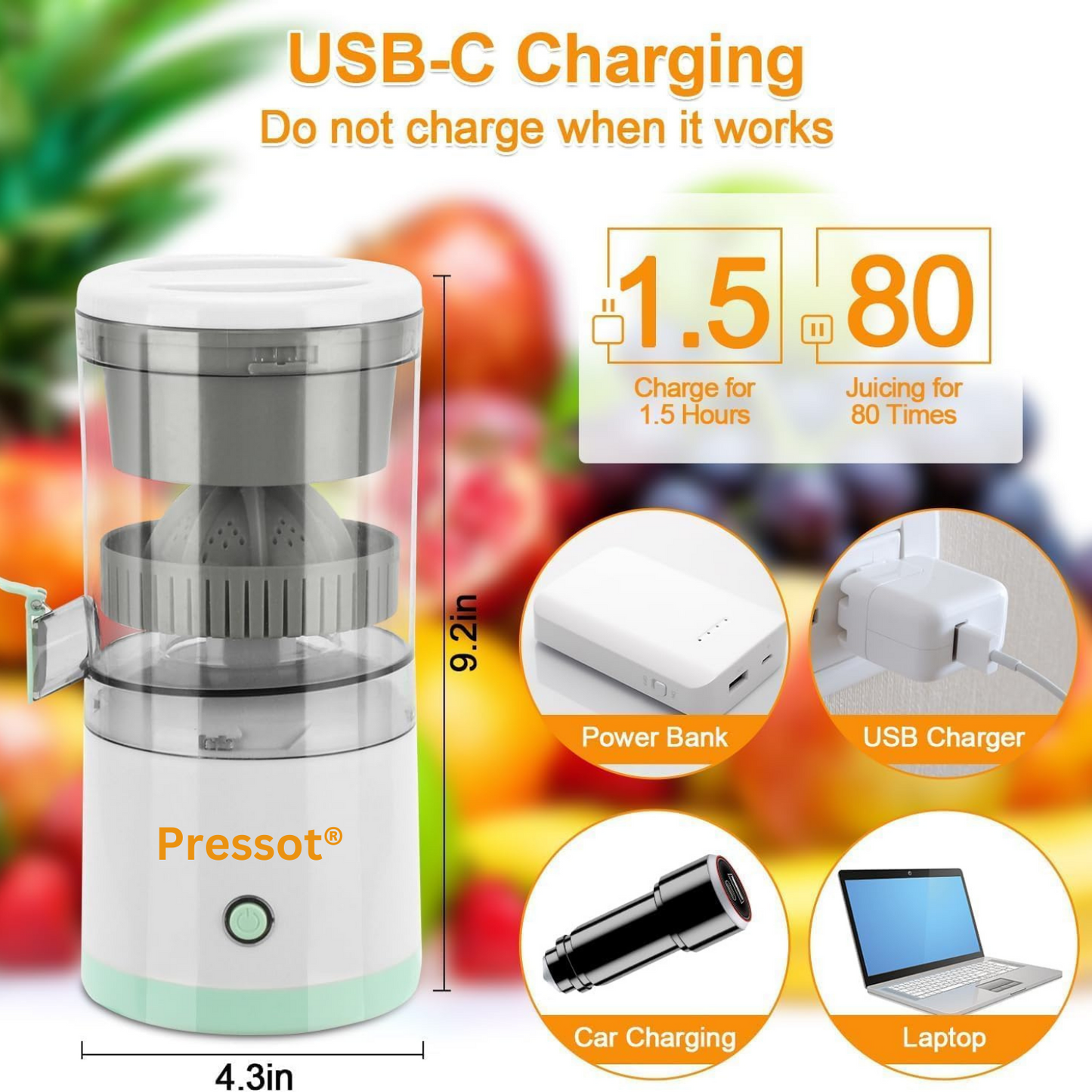 Pressot USB Rechargeable Fruit Juicer