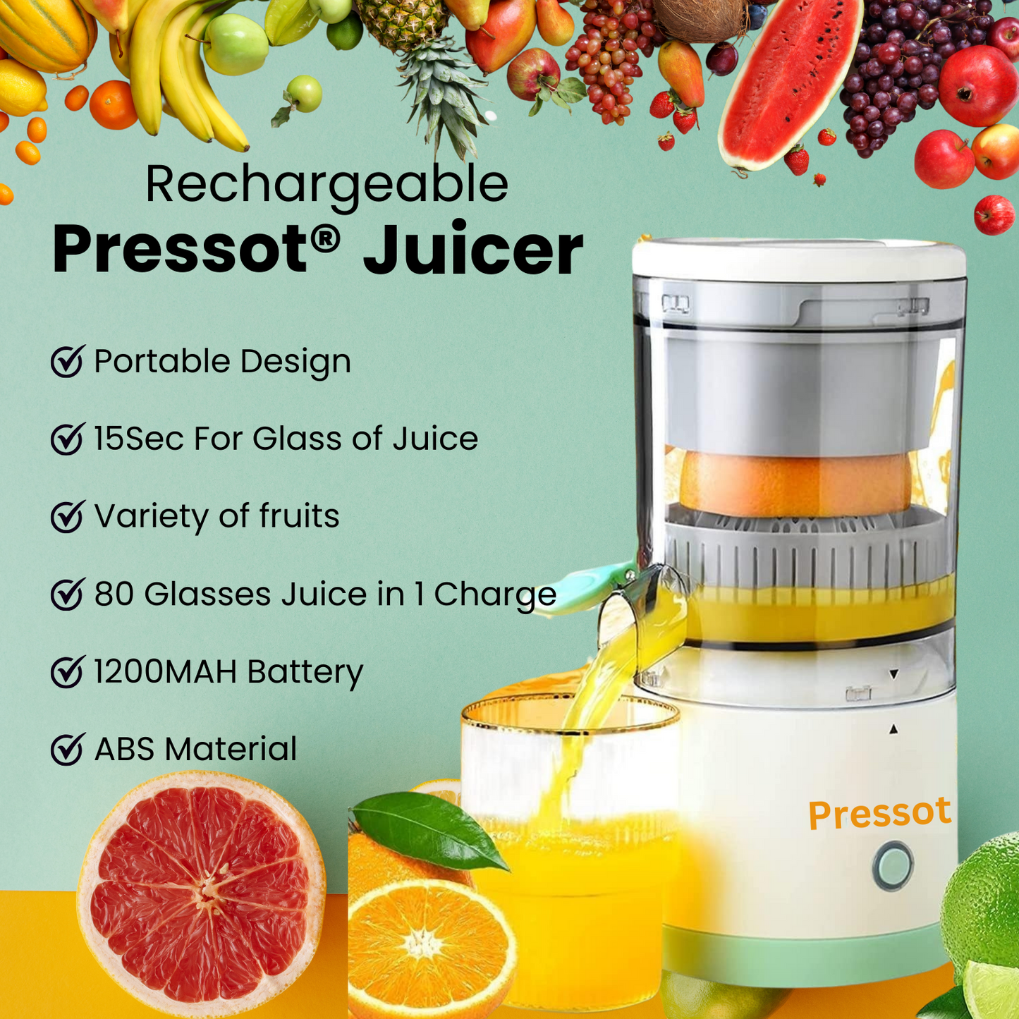 Pressot USB Rechargeable Fruit Juicer